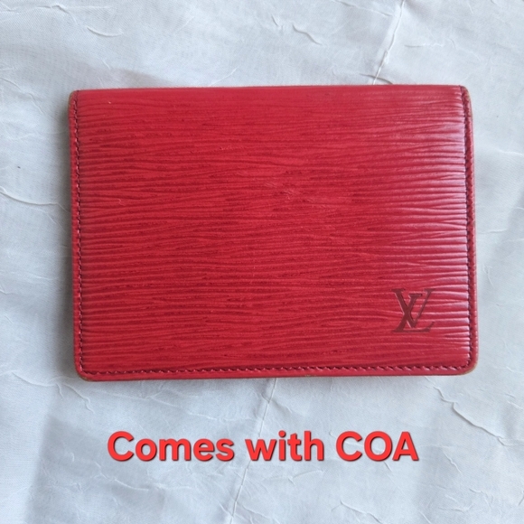 Louis Vuitton Card Holder Epi Red Leather